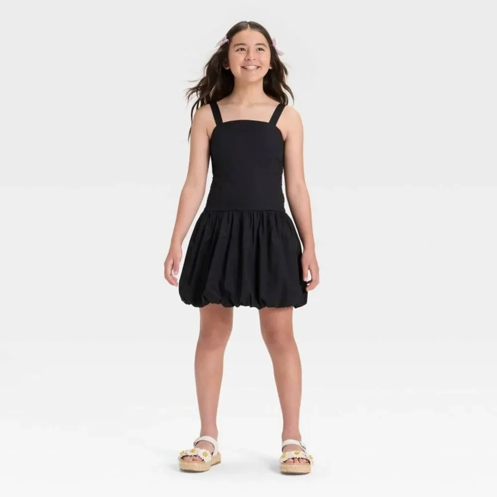 art class Black Bubble Hem Sleeveless Dress